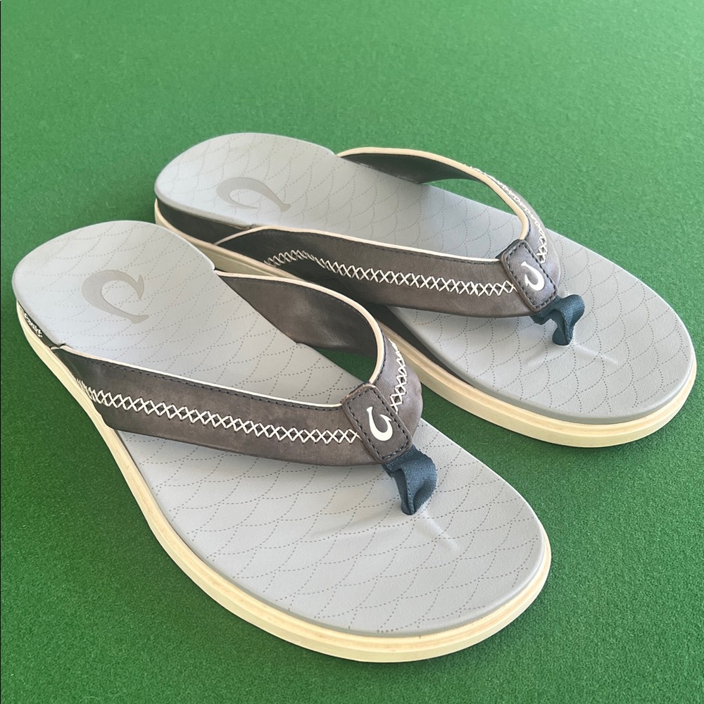 OluKai Gray and Black Sandals